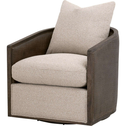 Niya Armchair | Loose Pillow Back | Brown Oak Wood | Light Beige Jute