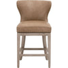 Lin Counter Stool Chair | Gray Solid Wood | Toast Brown Faux Leather BM333246