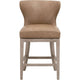 Lin Counter Stool Chair | Gray Solid Wood | Toast Brown Faux Leather BM333246
