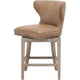 Lin Counter Stool Chair | Gray Solid Wood | Toast Brown Faux Leather BM333246