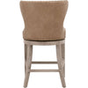 Lin Counter Stool Chair | Gray Solid Wood | Toast Brown Faux Leather BM333246