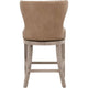 Lin Counter Stool Chair | Gray Solid Wood | Toast Brown Faux Leather BM333246