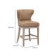 Lin Counter Stool Chair | Gray Solid Wood | Toast Brown Faux Leather BM333246