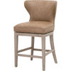 Lin Counter Stool Chair | Gray Solid Wood | Toast Brown Faux Leather