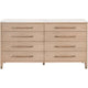 Briy 65’’ Wide Double Dresser 8 Drawers White Marble Brown Oak Wood BM333247
