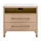 Briy Nightstand | 2 Drawers w 2 USB | White Marble Top Brown Oak Wood BM333248