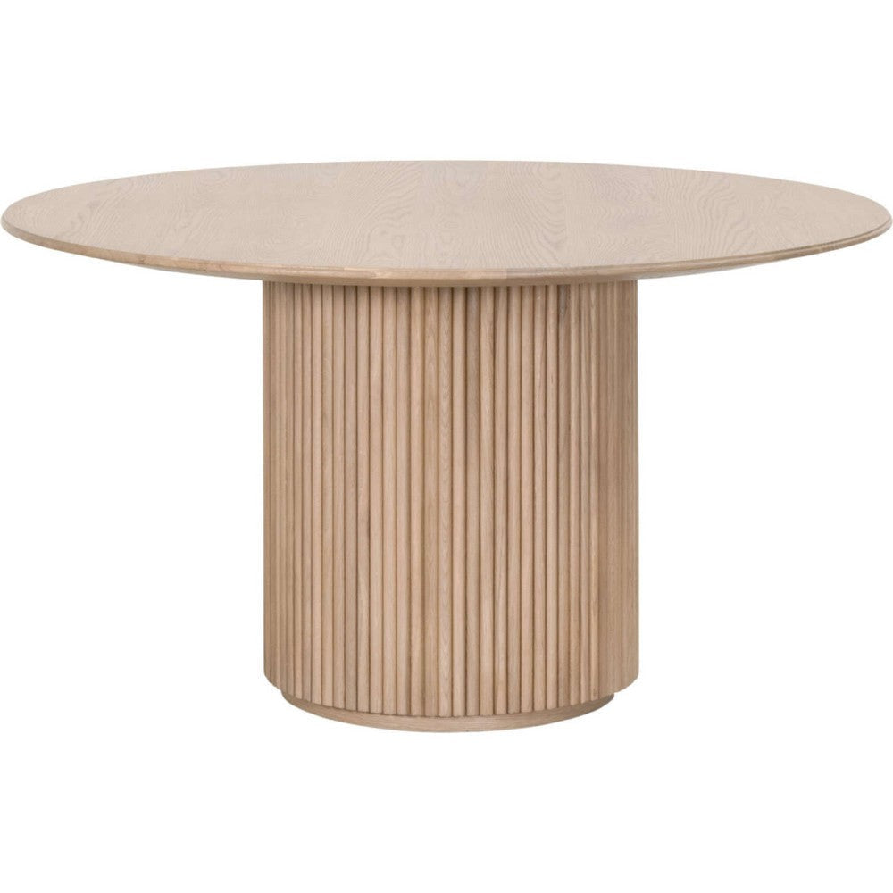 Elfa Dining Table | 54’’ Round Veneer Oak Top w Pedestal Base | Brown BM333249