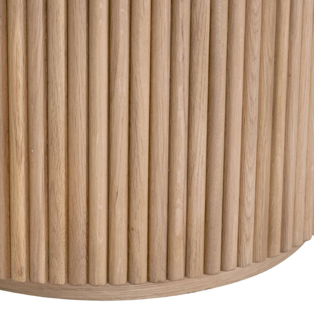 Elfa Dining Table | 54’’ Round Veneer Oak Top w Pedestal Base | Brown BM333249