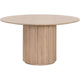 Elfa Dining Table | 54" Round Veneer Oak Top w Pedestal Base | Brown