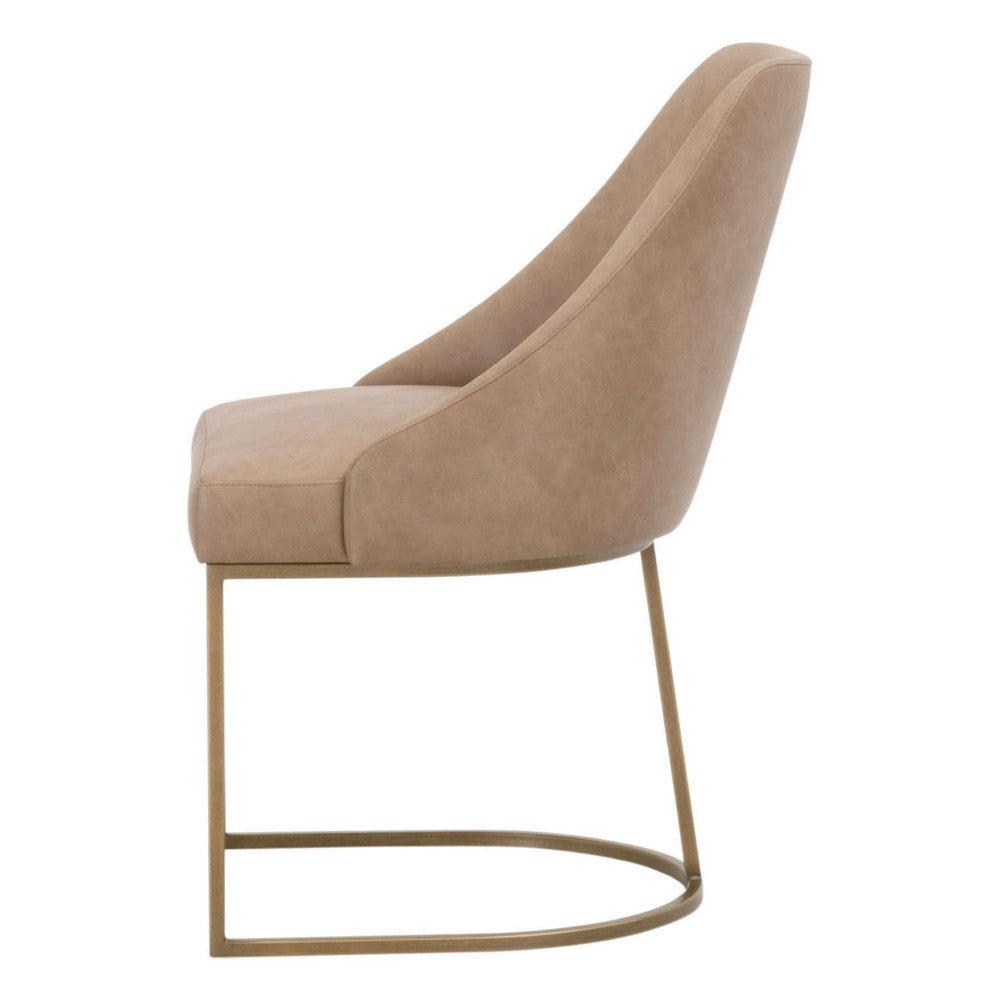 Pars Dining Side Chair Set of 2 | Gold Cantilever | Brown Faux Leather BM333250