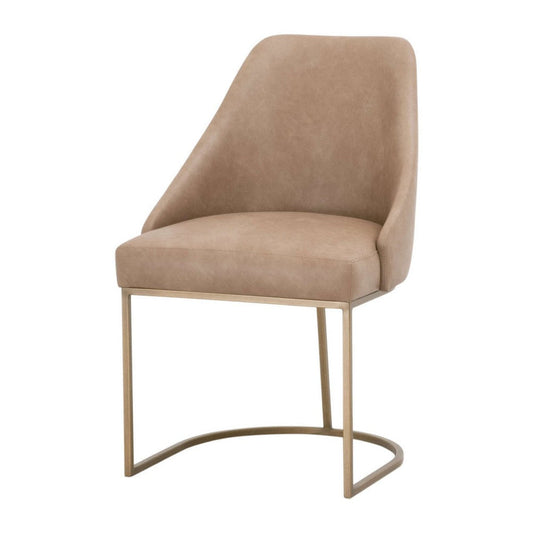 Pars Dining Side Chair Set of 2 | Gold Cantilever | Brown Faux Leather