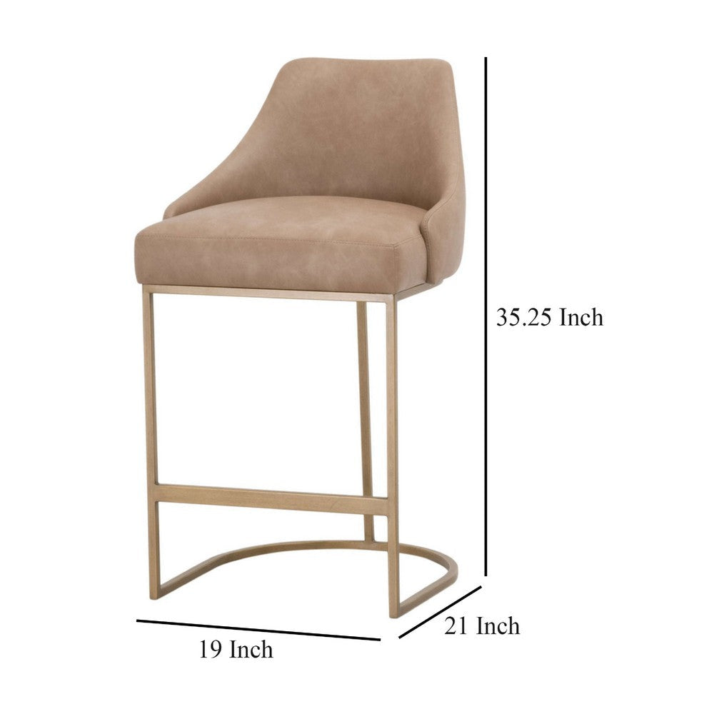 Pars Counter Chair Set of 2 | Gold Cantilever | Brown Faux Leather BM333251