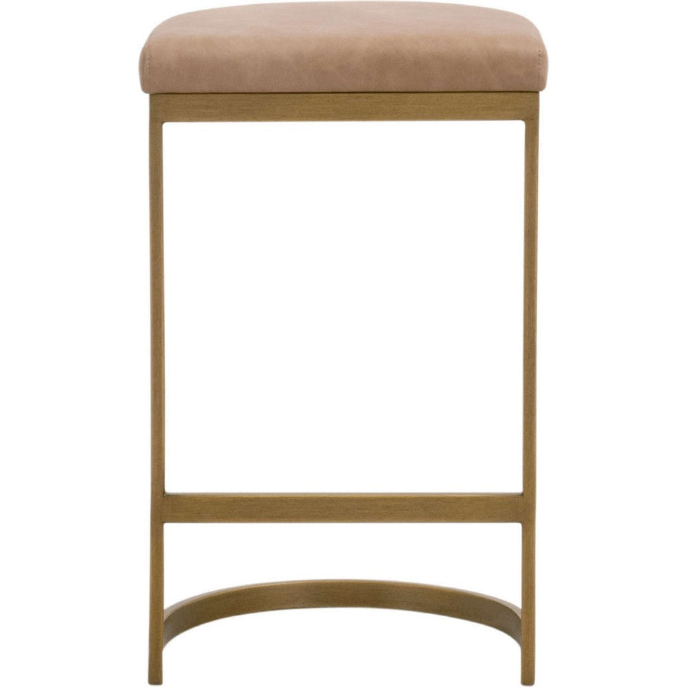 Crix Counter Backless Stool Gold Cantilever Base | Brown Faux Leather BM333252
