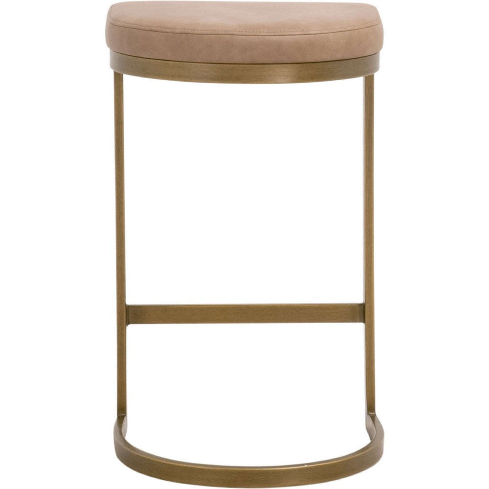 Crix Counter Backless Stool Gold Cantilever Base | Brown Faux Leather BM333252