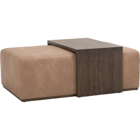 Keny Side End Table, 20x20 Square Brown Acacia Veneer Top and Shelf