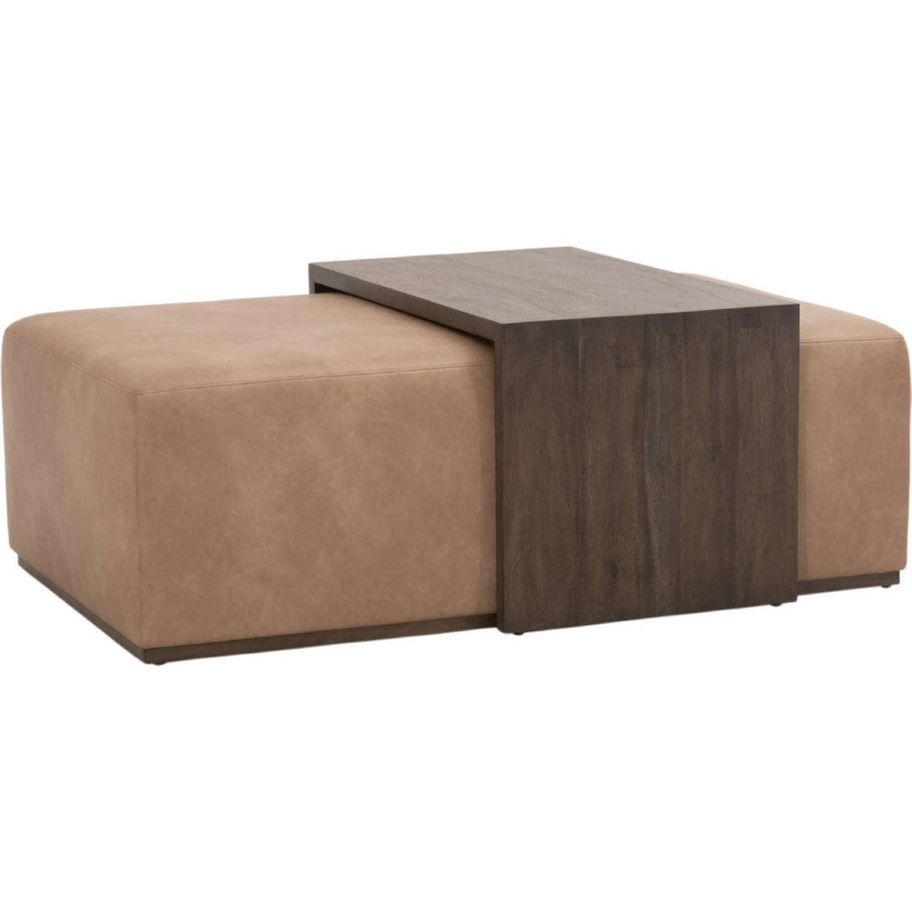 Keny Side End Table, 20x20 Square Brown Acacia Veneer Top and Shelf