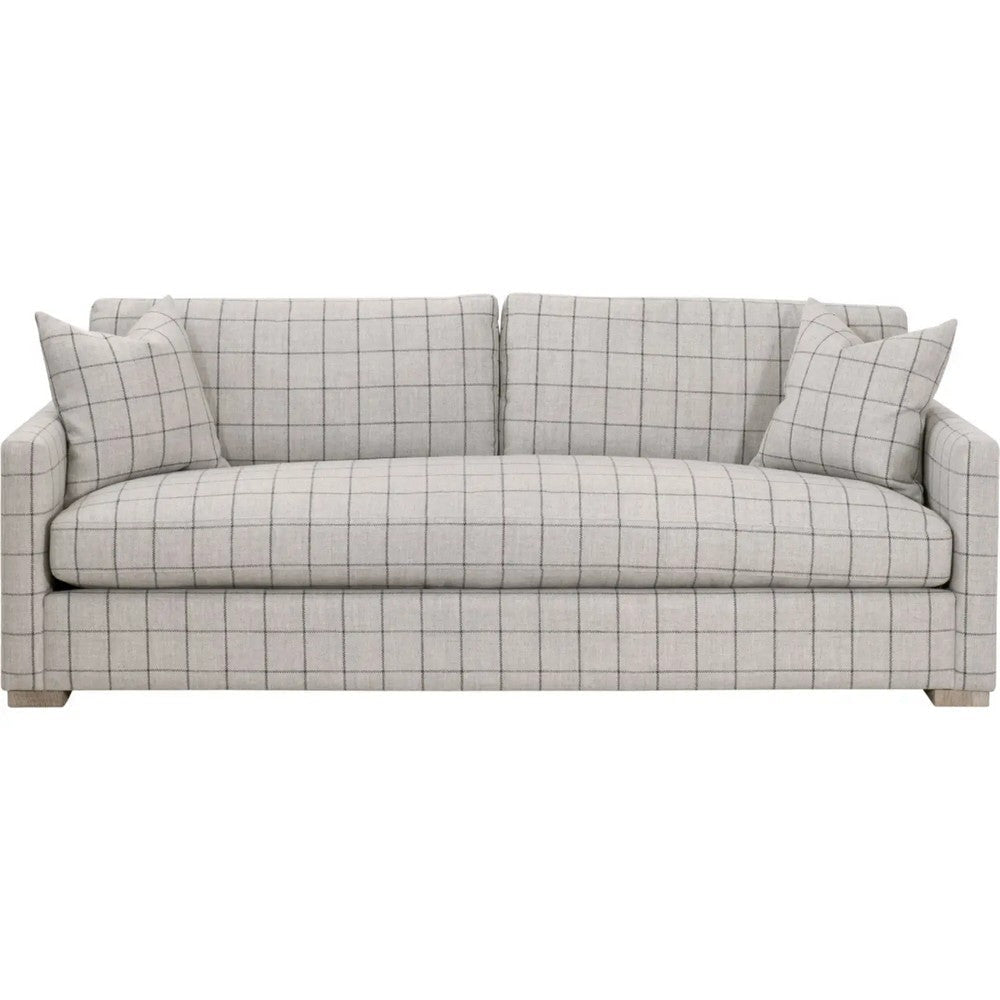 Racz Sofa | 2 Throw Pillows | Modern Gray Checkered Fabric | 86’’ BM333254