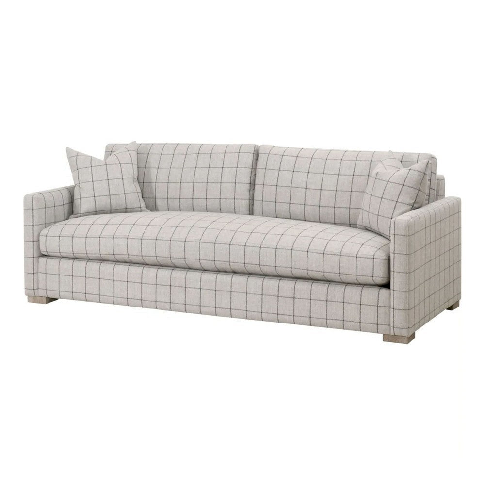 Racz Sofa | 2 Throw Pillows | Modern Gray Checkered Fabric | 86’’ BM333254