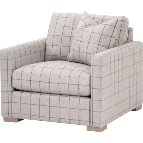 Racz Sofa Armchair | 1 Throw Pillows | Solid Wood | Gray Checkered