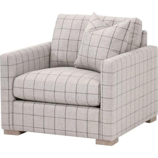 Racz Sofa Armchair | 1 Throw Pillows | Solid Wood | Gray Checkered
