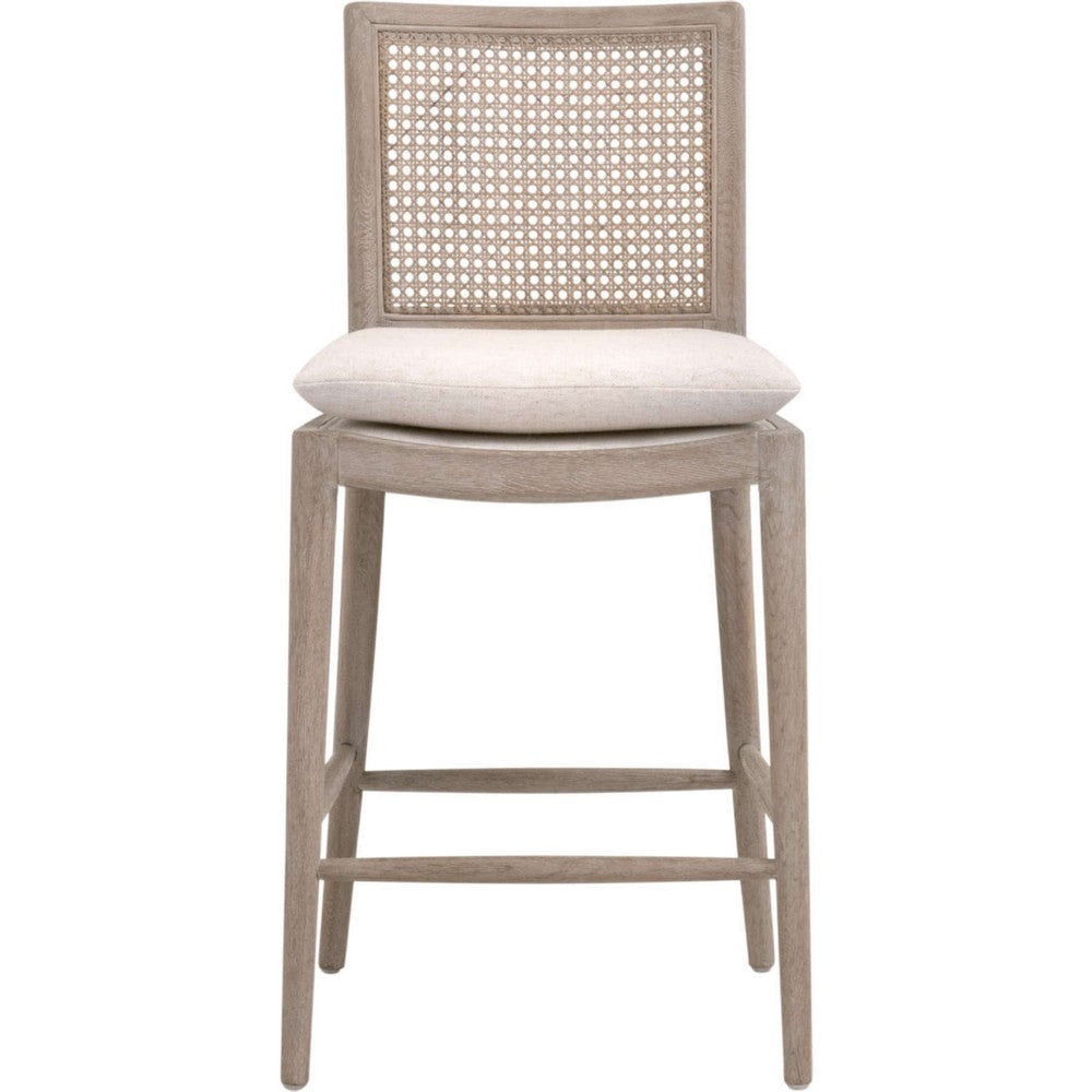 Bly Counter Stool Chair | Gray Oak Wood | Cane | Removable Cushion BM333257