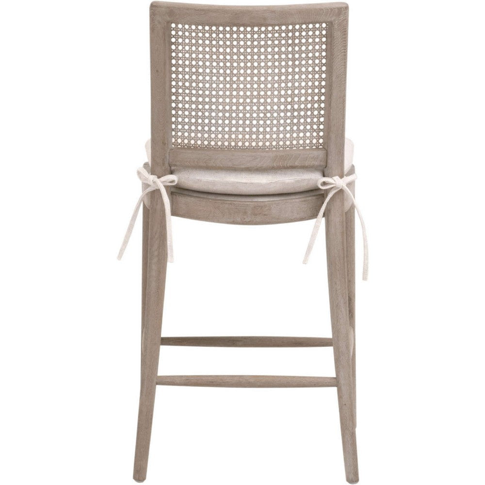 Bly Counter Stool Chair | Gray Oak Wood | Cane | Removable Cushion BM333257