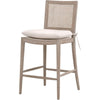 Bly Counter Stool Chair | Gray Oak Wood | Cane | Removable Cushion
