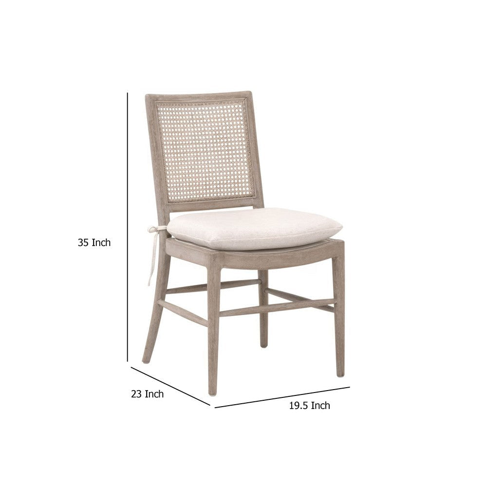 Bly Dining Side Chair Set of 2 | Gray Oak Wood | Cane Back Cream Linen BM333258