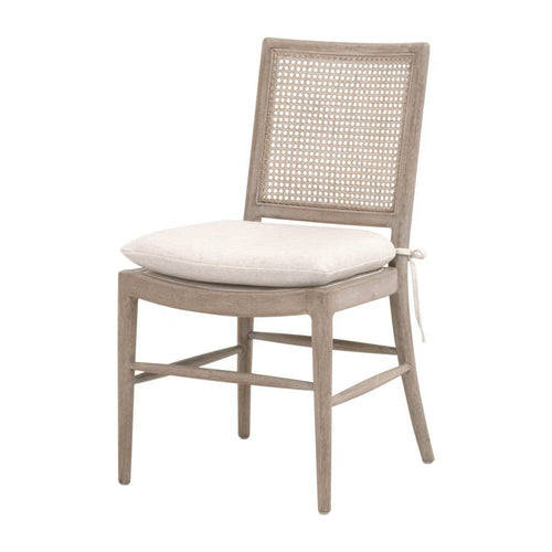 Bly Dining Side Chair Set of 2 | Gray Oak Wood | Cane Back Cream Linen