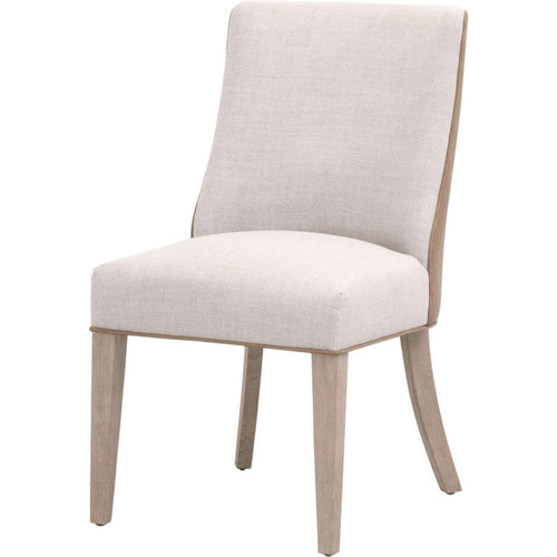 Ray Dining Chair | Solid Brown Ash Wood | Bisque Gray French Linen