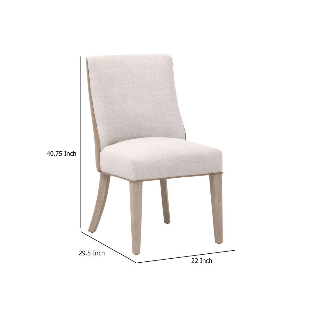Ray Dining Chair | Solid Brown Ash Wood | Bisque Gray French Linen