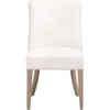 Ray Dining Side Chair | Solid Brown Ash Wood | Pearl White Fabric
