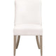 Ray Dining Side Chair | Solid Brown Ash Wood | Pearl White Fabric