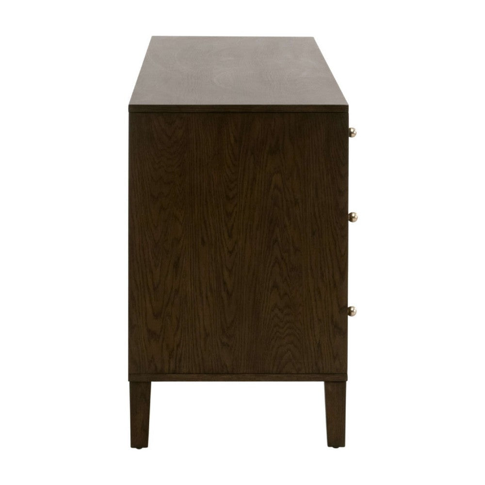 Hyz Wide Double Dresser | 8 Drawer | Dutch Brown Oak Wood | Iron Knobs BM333263