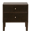 Hyz Nightstand | 2 Drawers | Modern Dutch Brown Oak Wood | Iron Knobs BM333264
