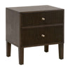 Hyz Nightstand | 2 Drawers | Modern Dutch Brown Oak Wood | Iron Knobs
