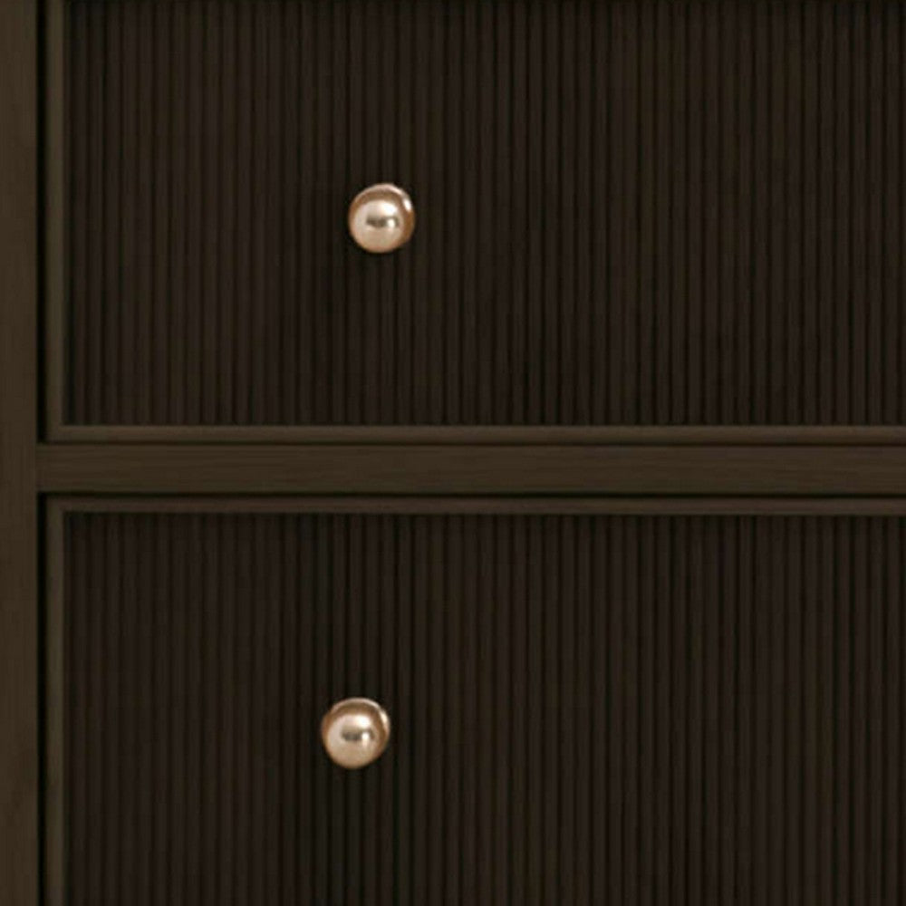 Hyz Extra Wide Nightstand | 2 Drawers w Open Shelf | Dutch Brown Oak