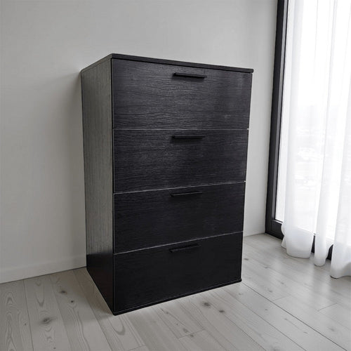 Levy Jumbo Tall Dresser Chest | 4 Drawers | Weathered Black Melamine