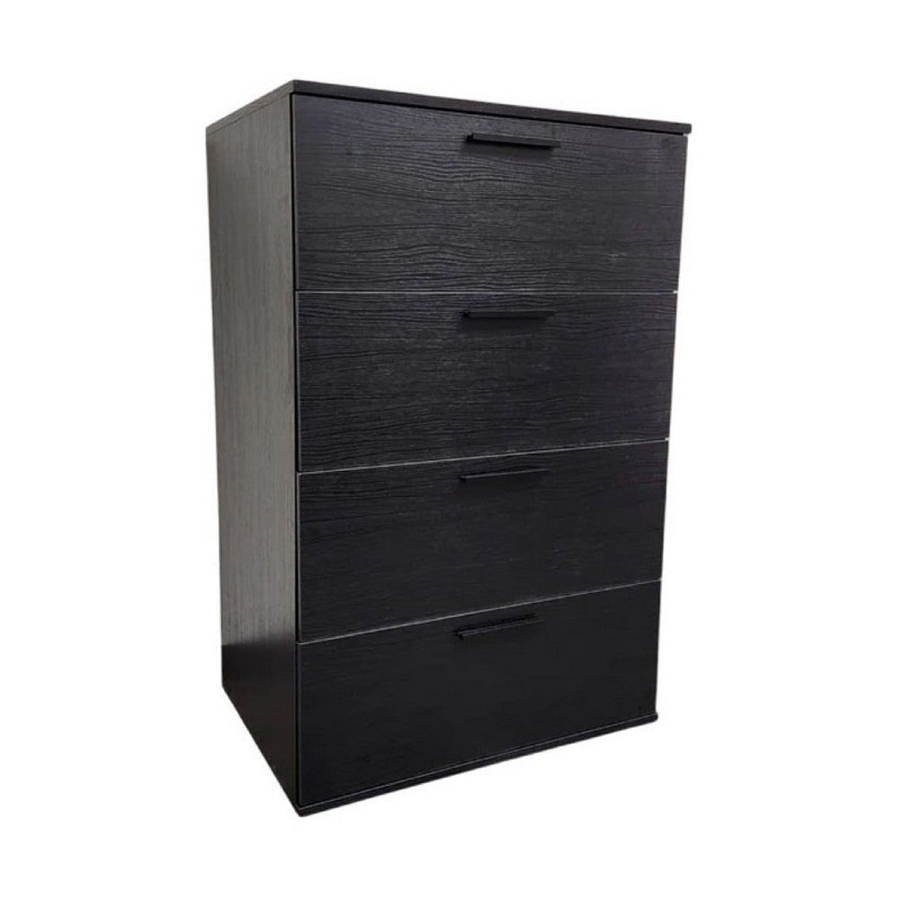 Levy Jumbo Tall Dresser Chest | 4 Drawers | Weathered Black Melamine