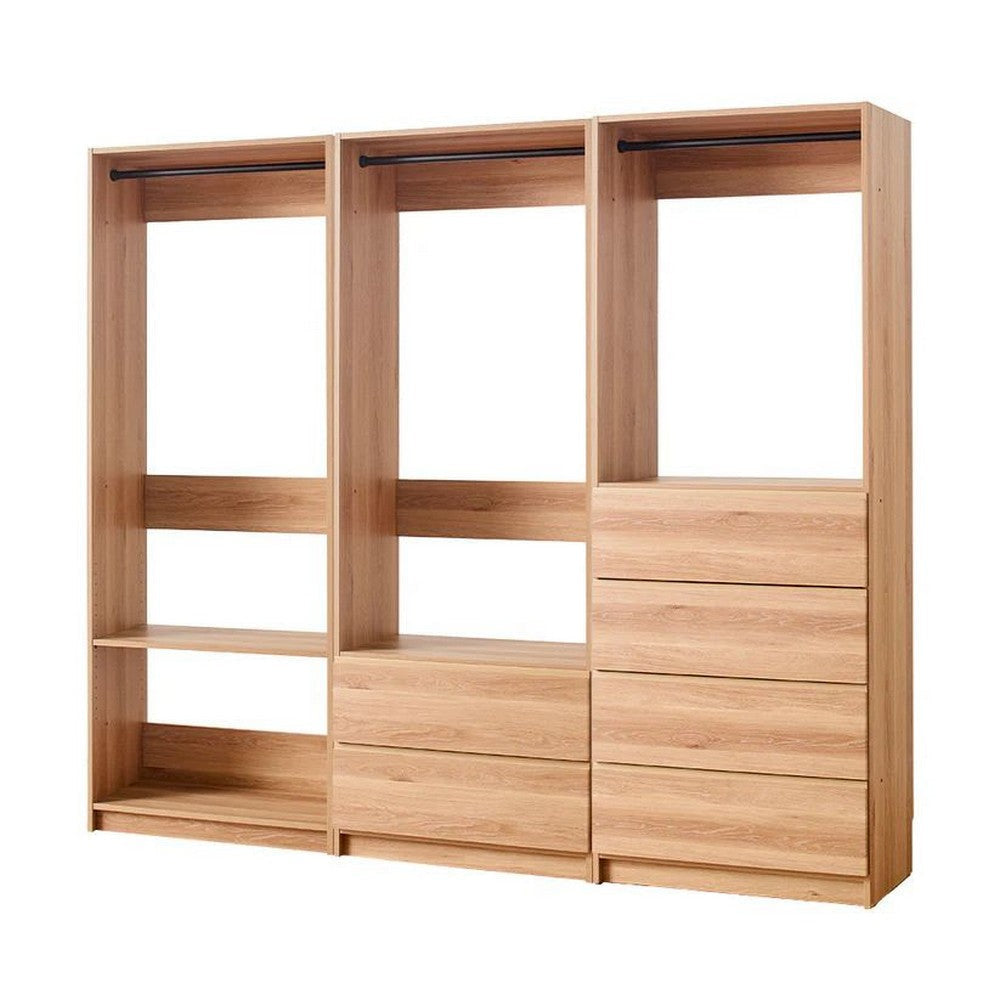 Dee Walk In Closet | Modular Freestanding Storage 4 Shelf 3 Rods Brown BM333323