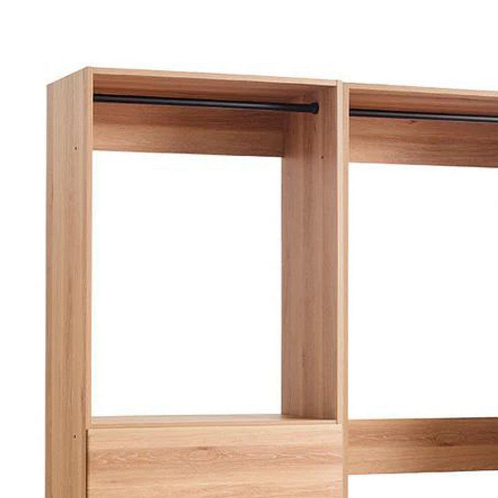Dee Walk In Closet | Modular Freestanding Storage 4 Shelf 3 Rods Brown BM333323