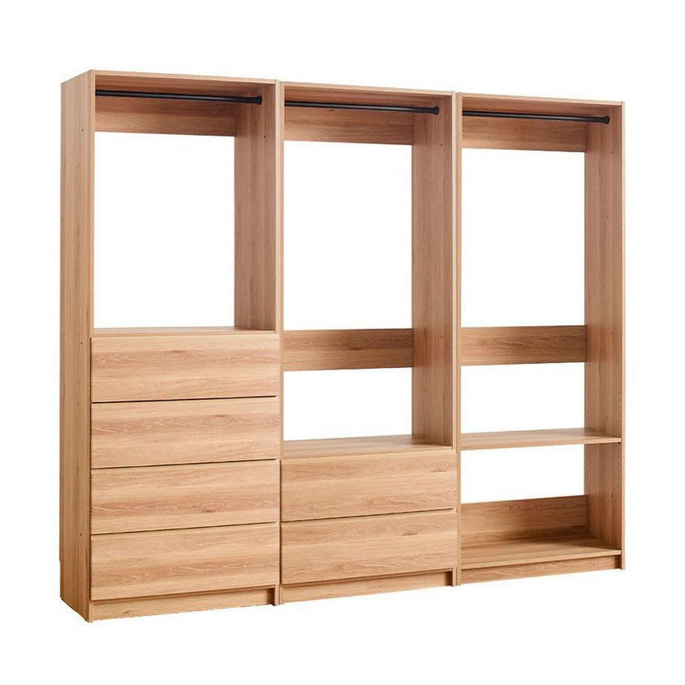 Dee Walk In Closet | Modular Freestanding Storage 4 Shelf 3 Rods Brown BM333323