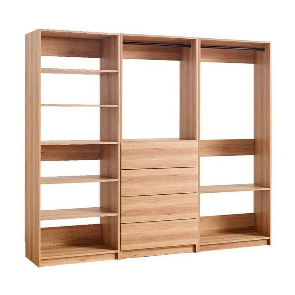 Dee Walk In Closet | Modular Freestanding Storage 9 Shelf 2 Rods Brown BM333325