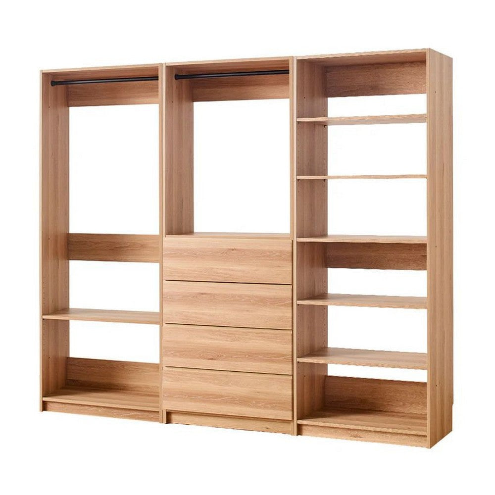 Dee Walk In Closet | Modular Freestanding Storage 9 Shelf 2 Rods Brown BM333325