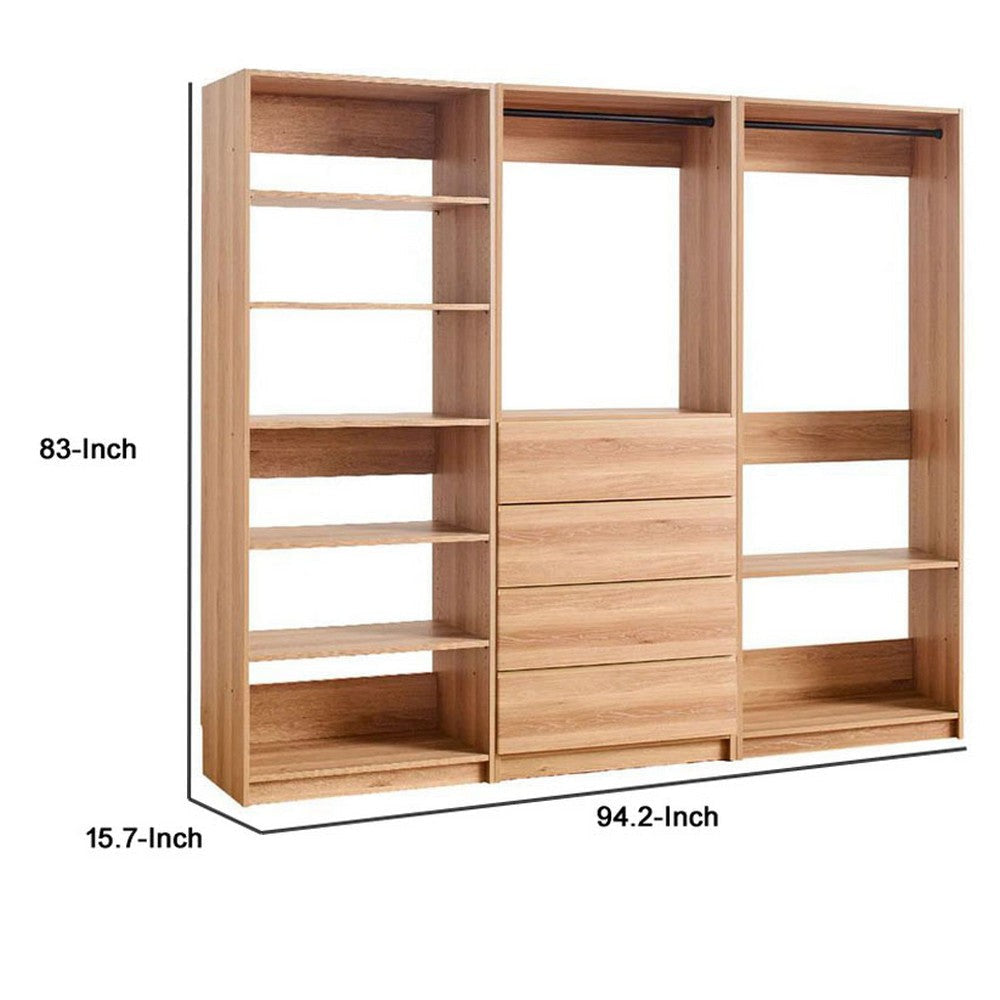 Dee Walk In Closet | Modular Freestanding Storage 9 Shelf 2 Rods Brown BM333325