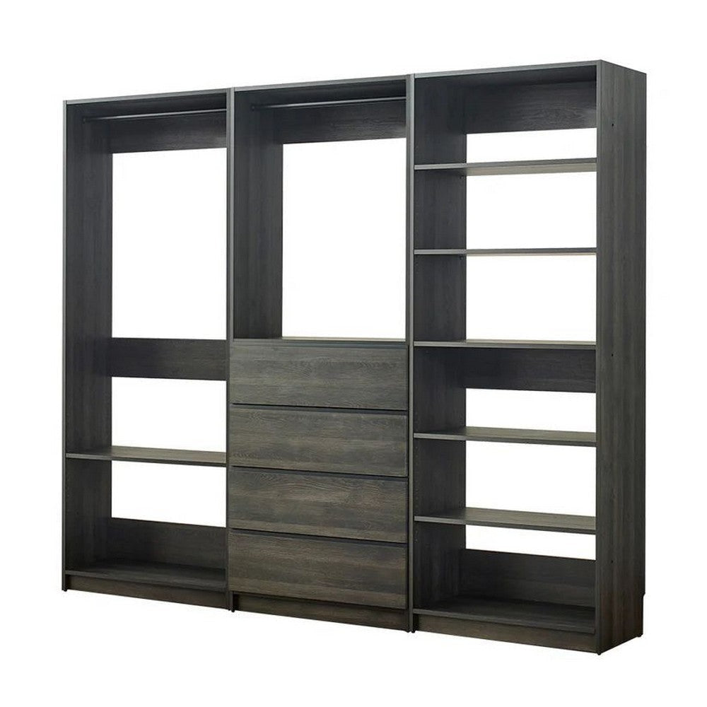 Dee Walk In Closet | Modular Freestanding Storage 9 Shelf 2 Rods Black BM333326
