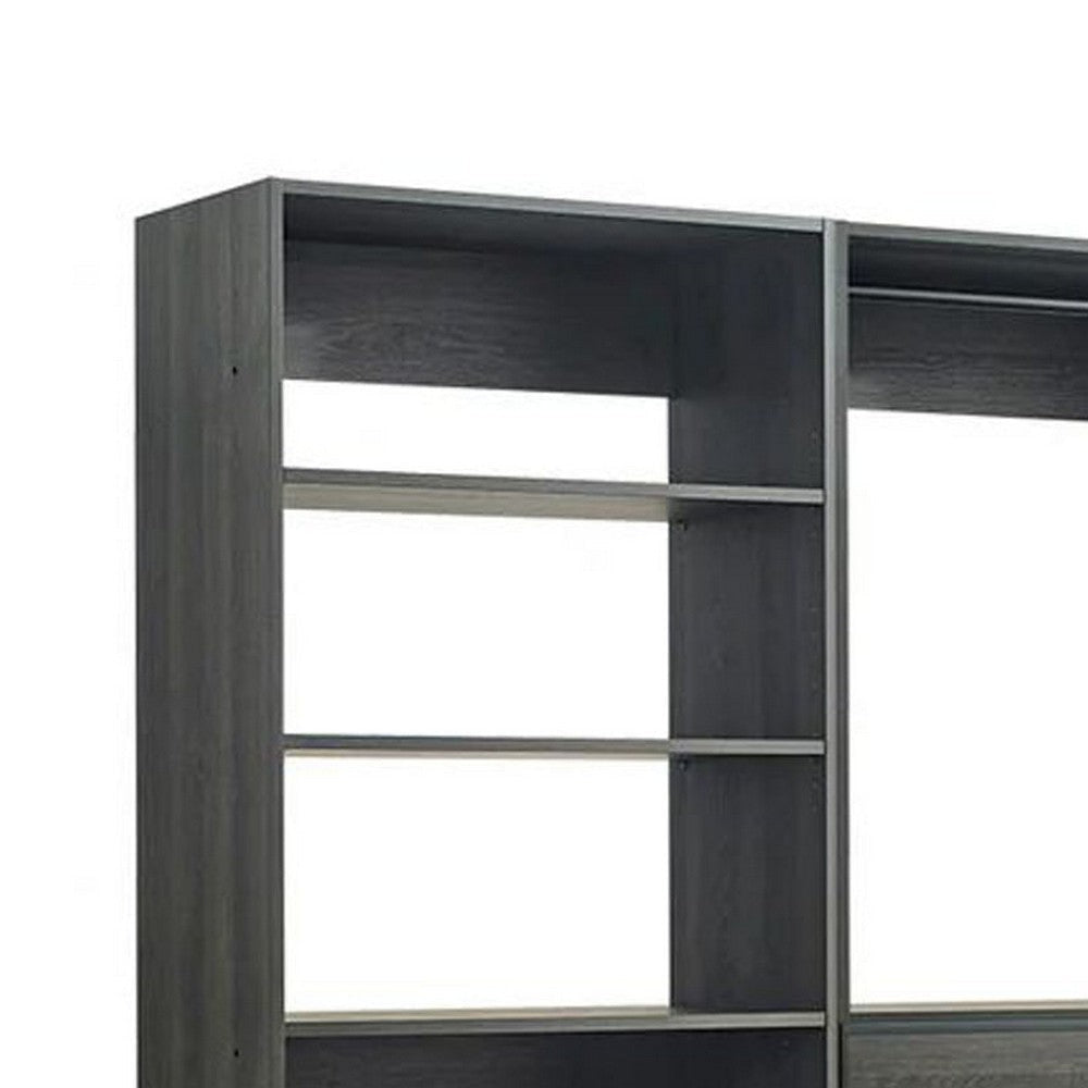 Dee Walk In Closet | Modular Freestanding Storage 9 Shelf 2 Rods Black BM333326