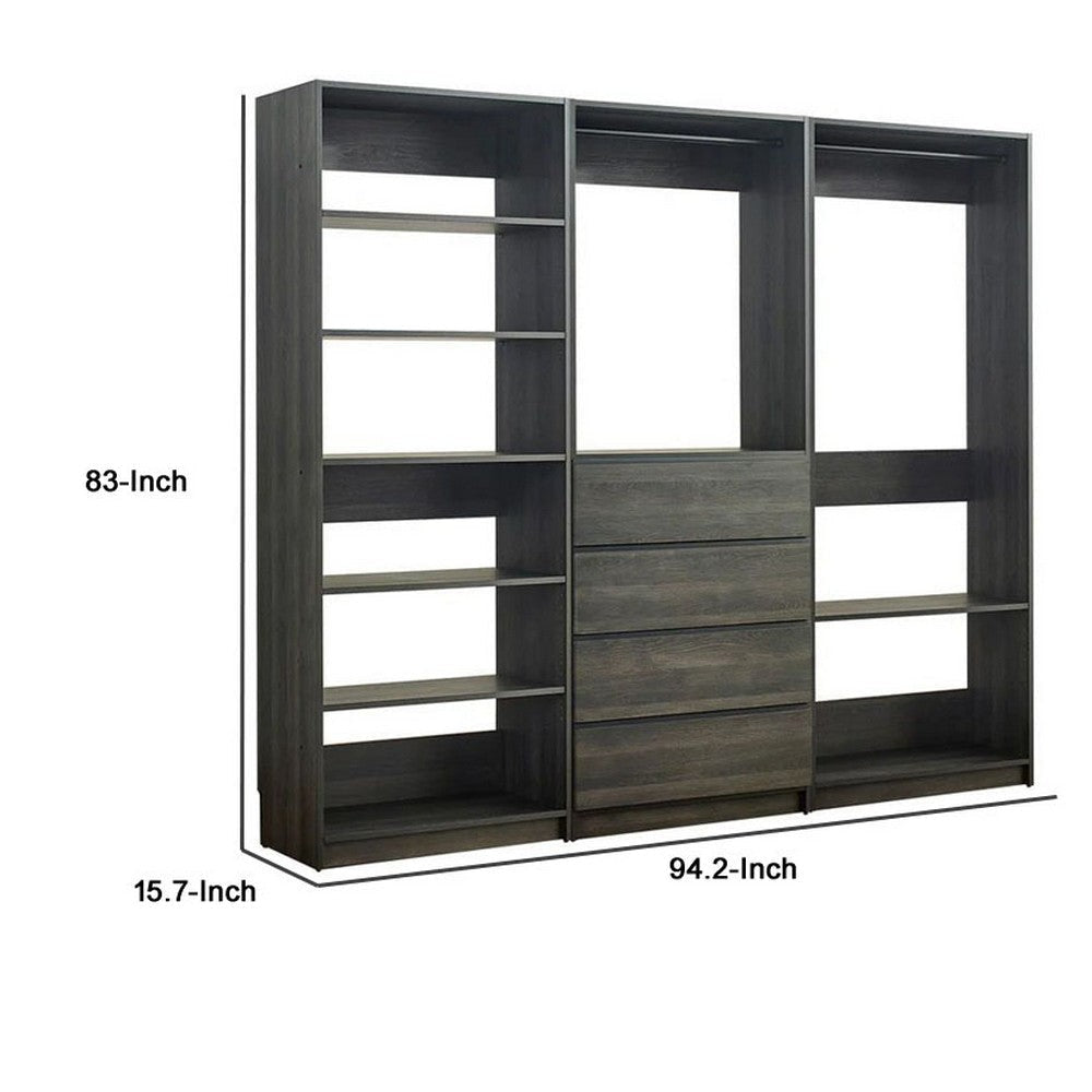 Dee Walk In Closet | Modular Freestanding Storage 9 Shelf 2 Rods Black BM333326
