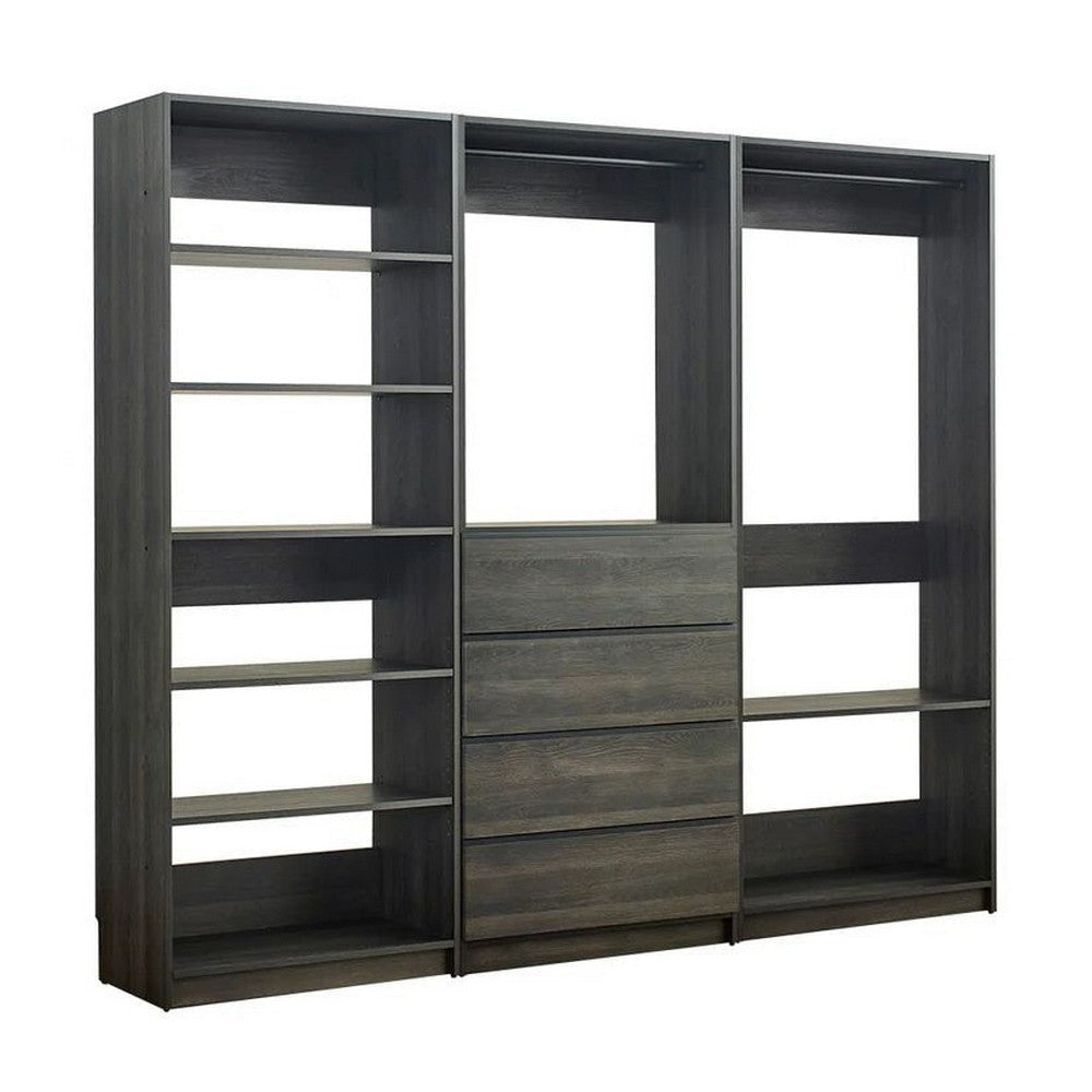 Dee Walk In Closet | Modular Freestanding Storage 9 Shelf 2 Rods Black BM333326