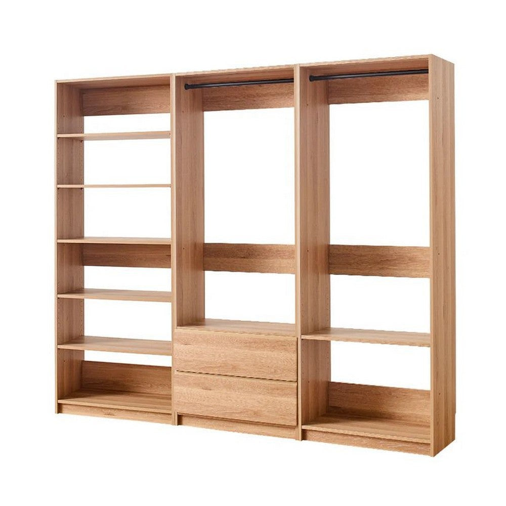 Dee Walk In Closet Modular Freestanding Storage 9 Shelf 2 Drawer Brown BM333327